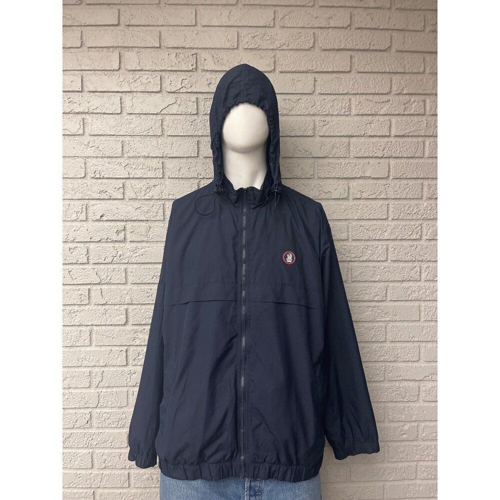Ahead Authentic Men Navy Hoodie Windbreaker Zip Front Jacket Size XL